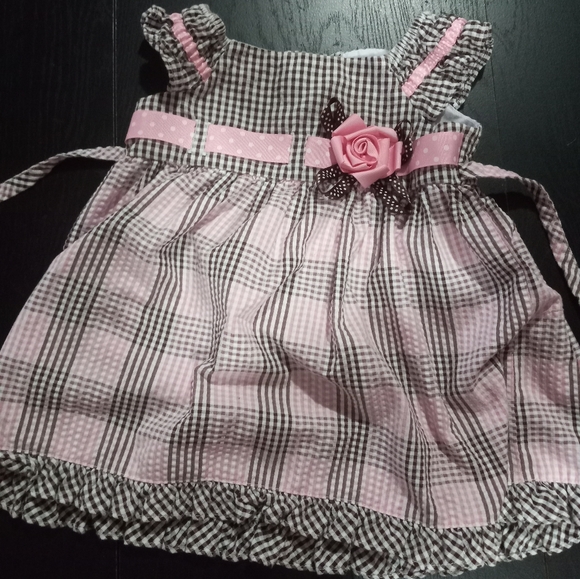 Rare 2 Pink and Heather Brown plaid Dress 18 months - Picture 4 of 4